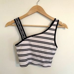PINK striped sports crop top